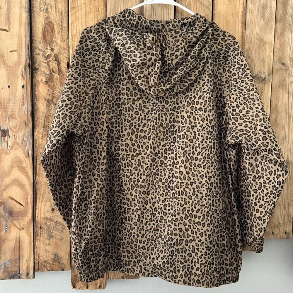 Children’s Place Rain Jacket Windbreaker Girl XL Animal Print Hooded Quarter Zip